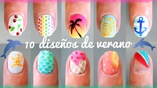 10 DISEÑOS DE UÑAS DECORADAS FÁCIL Y RÁPIDO PARA EL VERANO [upl. by Ambrosine]