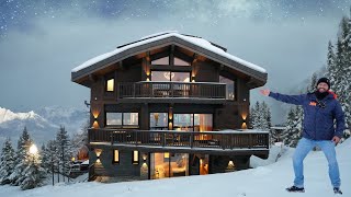 Inside Courchevels Most Luxurious SkiinSkiOut Designer Chalet with indoor pool cinema room etc [upl. by Asilahs]