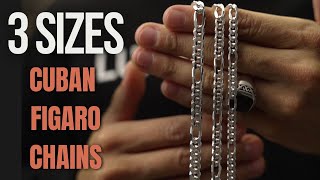 Hybrid Cuban Figaro Chains 55mm 6mm amp 7mm COMPARISON [upl. by Chirlin]