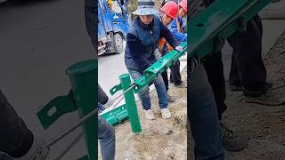 Road Safety barrier Installation shortsvideo [upl. by Boehike]