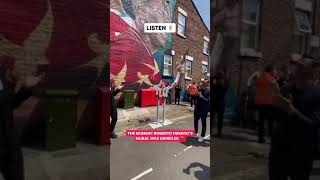 Bobby Firmino SINGING along to his song at his mural [upl. by Euqilegna]