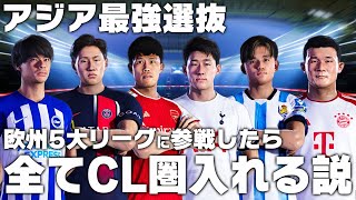 【アジア最強選抜】欧州5大リーグに参戦したら全てCL圏内入れる説！ [upl. by Joses]