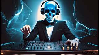 DJs dane play in disco whit skull mask under strobo lights [upl. by Annaej759]