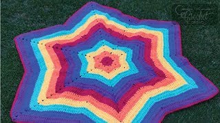 Crochet Rainbow Star Blanket  EASY  The Crochet Crowd [upl. by Miza237]