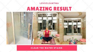 The BEST CLEANER to remove HARD WATER STAINS from the shower glass  CLEANING EXPERIMENT 6 CLEANERS [upl. by Sternick]