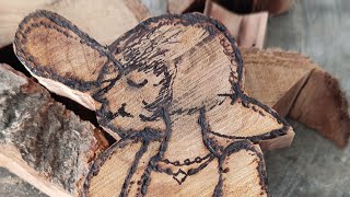 Wooden girl woodworking woodcarving pyrography satisfying minigrinder  electric scroll saw [upl. by Halie]