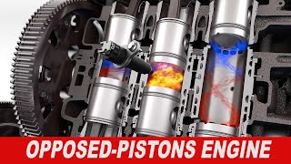 Opposed Piston Diesel Engine explained  A comprehensive animation [upl. by Anthe]