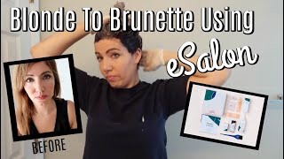 DYING MY HAIR AT HOME WITH ESALON  BLONDE TO BRUNETTE AT HOME  ESALON REVIEW 2020 [upl. by Whittemore]