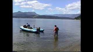 water skiing behind a zodiac with a 60HP outboard german made Zephyr boat [upl. by Kciredor434]