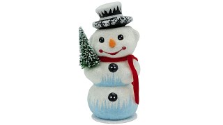 18504 Snowman with Tree Schaller Paper Mache Candy Container [upl. by Fleisig]