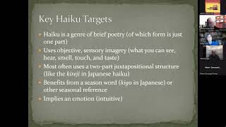 How to Haiku with Michael Dylan Welch Part 2  haiku in history amp the workshop [upl. by Ahsirhcal401]