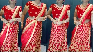 lehenga choli draping style with one draping in different styleLehenga drapingLehenga drapeshort [upl. by Biebel623]