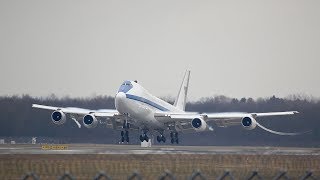 Boeing E4B Nightwatch 747200B USAF 731676 arrival at Munich Airport SIKO 2018 [upl. by Wat]