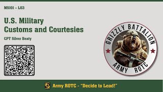 US Military Customs and Courtesies  MSL101 Lesson 03  ROTC [upl. by Mak]