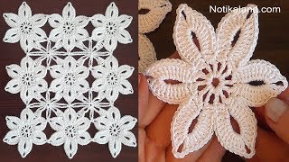 Crochet flower tutorial How to join motifs [upl. by Fahy110]