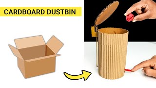 How to make mini dustbin  Easy homemade cardboard dustbin  dustbin [upl. by Kopp]