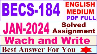 BECS 184 solved assignment 2024 in English  becs 184 solved assignment Jan amp July 2024  becs 184 [upl. by Yerfoeg133]