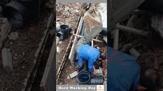 The Process Of Covering The Pipe With Concrete [upl. by Niattirb772]