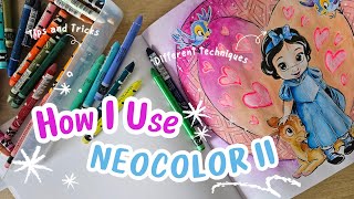 How To Use Caran Dache Neocolor II  Wet and Dry Techniques neocolor carandache adultcoloring [upl. by Burk]