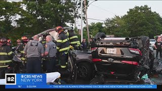 Queens father 2 children killed in Massapequa crash [upl. by Deer]