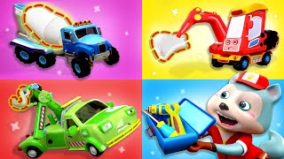 Where are Construction Cars Hurt Fixing Car Song  Car videos  Compilation  Wolfoo Children Song [upl. by Xylina]