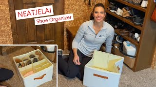 NEATJELAI Shoe Organizer with clear lid and handles shoeorganizer shoebox organization [upl. by Ominorej]