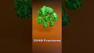 Emerald Golem Destruction From 512 to 4096 Fractures  3D Animation [upl. by Myke]