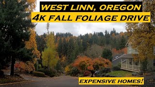 West Linn Oregon  4k Fall Foliage Drive  Expensive Homes [upl. by Atiragram]