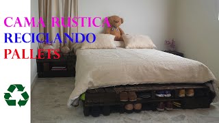 CAMA RUSTICA CON PALETS  RUSTIC BED BUILT WITH PALLET WOOD [upl. by Aklam816]