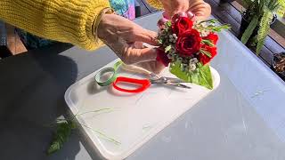 How to make a simple fresh flower wrist corsage [upl. by Htirehc]