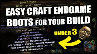 PATH of EXILE How to Craft Endgame Boots for Under 3 Div For Any Build [upl. by Adi278]