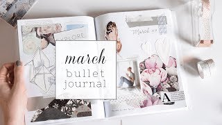 Bullet Journal Collage  Minimal March Layout [upl. by Eidoj]