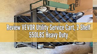 Review VEVOR Utility Service Cart 2 Shelf 550LBS Heavy Duty Plastic Rolling Utility Cart with 360° [upl. by Howey]