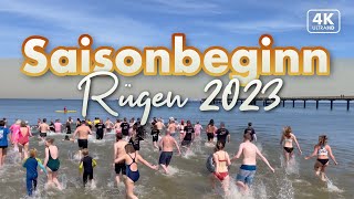 Saisonbeginn 2023 auf Rügen  Anbaden in Binz 4KWalk [upl. by Ellary169]