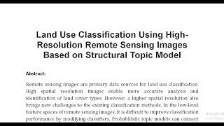 Land Use Classification Using High Resolution Remote Sensing Images Based on Structural Topic Model [upl. by Winchester]