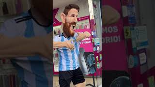 Person in Messi costume dances on Buenos Aires street [upl. by Nnaid]