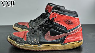 NIKE Air Jordan 1 Bred OG  Make Swoosh Sole Swap Dye  VeTiVeR [upl. by Cleland]