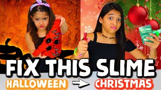 FIX THIS HALLOWEEN SLIME AND TURN IT INTO CHRISTMAS SLIME [upl. by Adyahs]