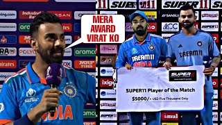 Kl Rahul heart did this for Virat Kohli after winning MOM award won everyones heart  INdvsAUS [upl. by Chirlin267]