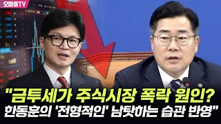 박찬대 quot금투세가 주식시장 폭락 원인 한동훈의 전형적인 남탓하는 습관 반영quot [upl. by Denny]