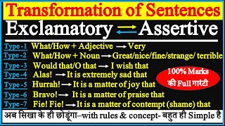 Interchange of Exclamatory and Assertive Sentences  Transformation of Sentences in English Grammar [upl. by Assille]