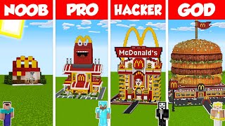 Minecraft TNT MCDONALDS HOUSE BUILD CHALLENGE NOOB vs PRO vs HACKER vs GOD  Animation [upl. by Aehta617]