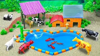 DIY how to make miniature Farm Diorama  Build a pool shower of Cows  Cattle Farm  Farm House [upl. by Hahsi181]