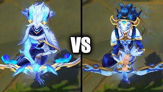 DRX Kindred vs Porcelain Kindred Skins Comparison League of Legends [upl. by Eicam]