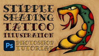 Stipple Shading Tattoo Illustration Photoshop Tutorial [upl. by Mirelle]