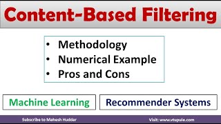 Contentbased Filtering  Machine Learning  Recomendar Recommendation System by Dr Mahesh Huddar [upl. by Eirrem290]