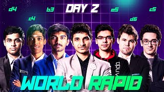 WORLD RAPID AND BLITZ DAY 2  CARLSEN VIDIT PRAGG GUKESH ARJUN NIHAL ANISH IN ACTION [upl. by Dahij]