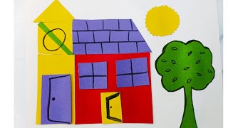 how to make paper house school project kids  step by step [upl. by Duff]