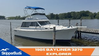 1985 Bayliner 3270 EXPLORER Boat Tour SkipperBuds [upl. by Aihseyk]