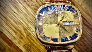 HAD TO MAKE MY OWN CRYSTAL FOR THIS  ORIS TV CRYSTAL RESTORATION  GOLD plating  tutorial eta 2879 [upl. by Hanahs240]